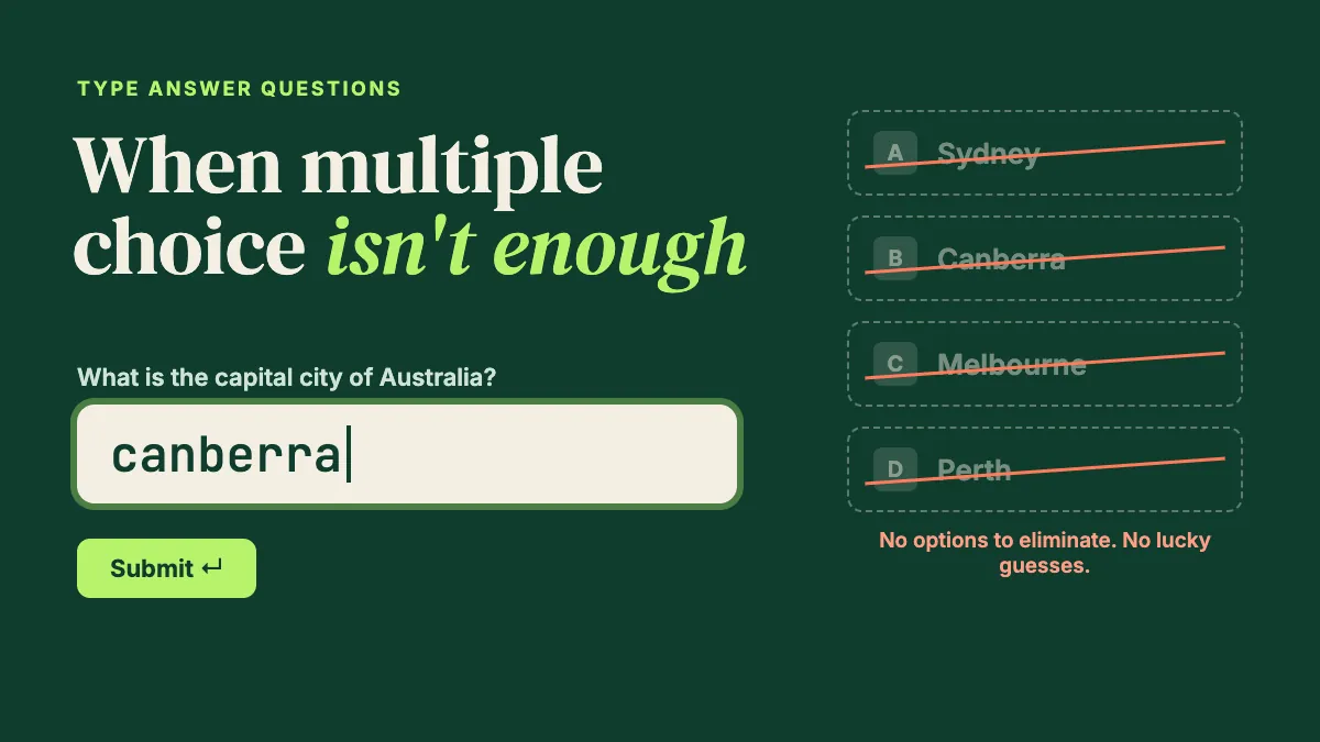 Type Answer Questions: When Multiple Choice Isn't Enough