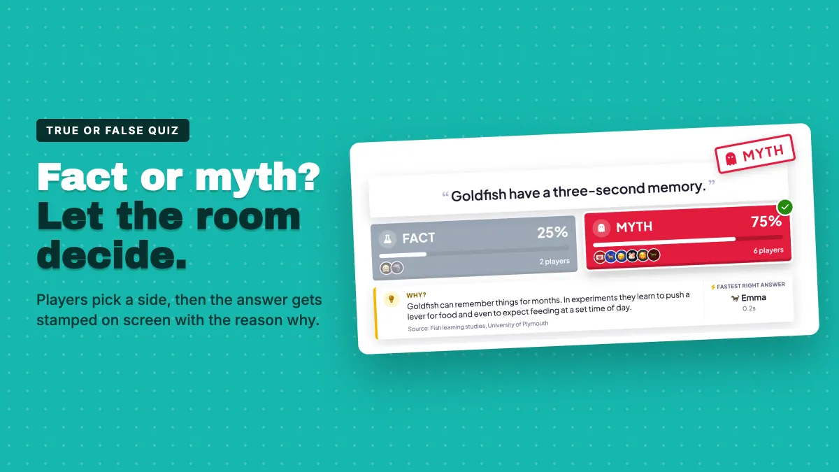 True or False Quiz: Turn Any Statement Into a Live Fact-or-Myth Game